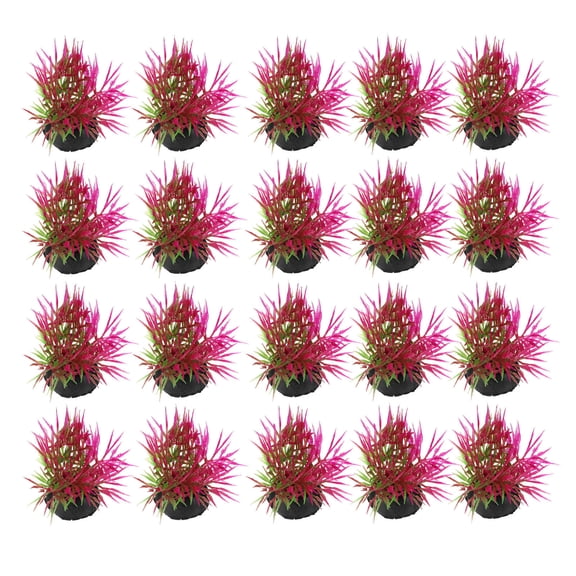 ETEREAUTY 20Pcs Fish Tank Grass Decor Pink Plastic Aquarium Plant for Underwater Decoration