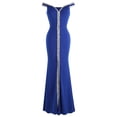 thumbnail image 1 of Angel-fashions Femmes Off Épaule V Cou Longueur Plancher Robe Formelle Noire, 1 of 7