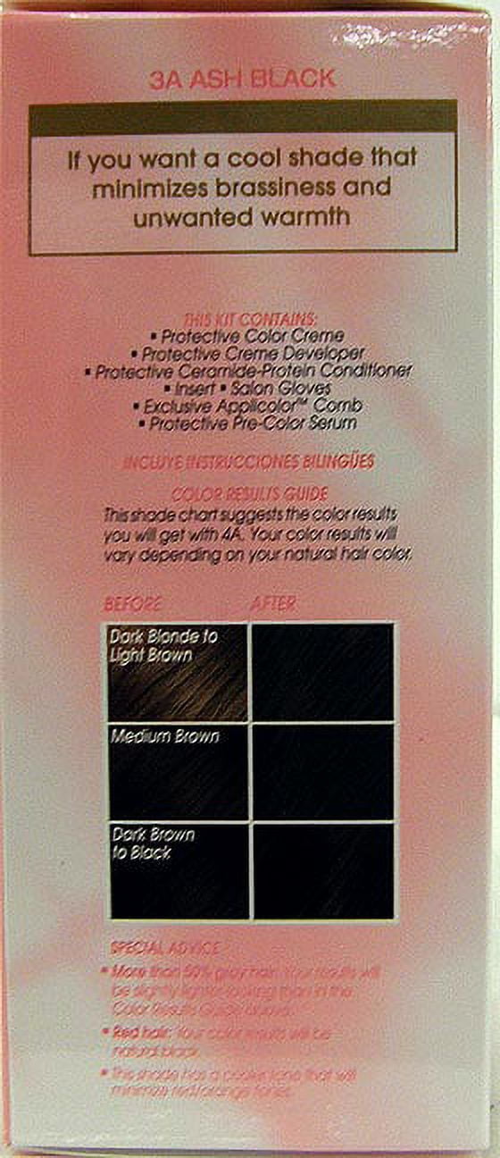 L'Oreal Paris Excellence Creme Triple Protection Color Creame 100% Gray Coverage Natural Ash Black Cooler 3A Hair Color, 1 Kt
