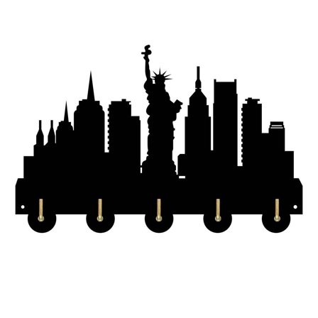 New York City Attractions Household Decor Wooden Wall Hooks Wall Hanger Coat Rack Keys Bags Clothes Multi-Purpose Keys Handbags Hook Gift for Designer