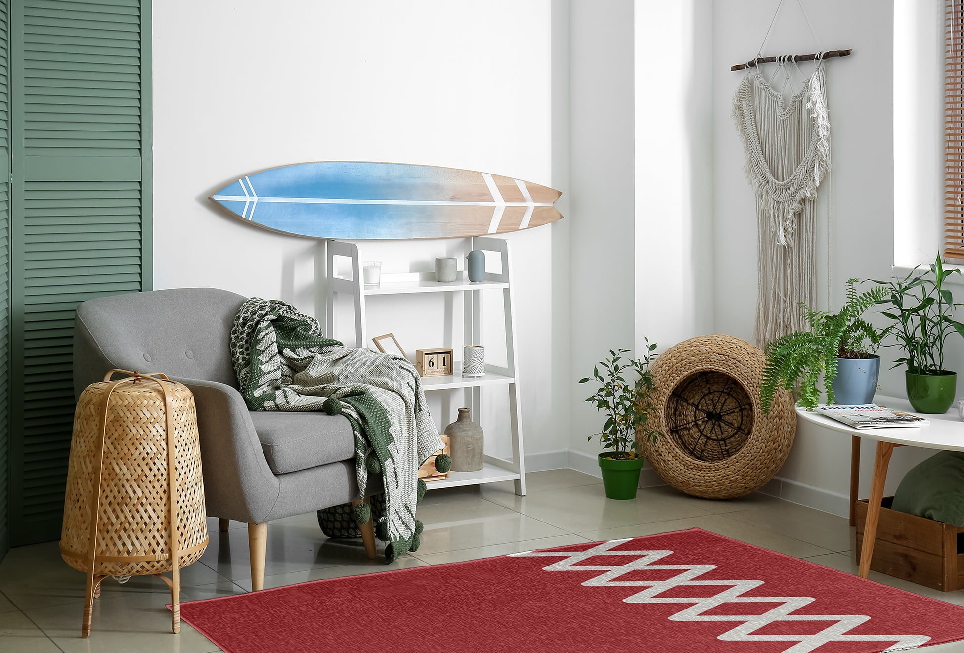 Simply Daisy 4' x 6' Zipper Stripe Chenille Rug, Ligonberry Red