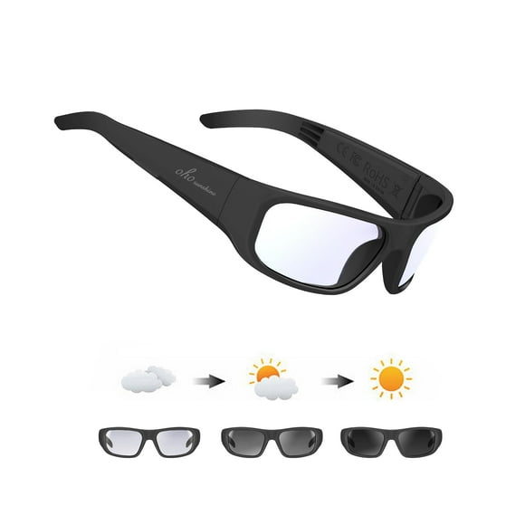 OhO Lunettes Intelligentes, Lunettes de Soleil Polarisées avec Haut-Parleur Bluetooth, Protection UV Athlétique/extérieure et Contrôle Vocal, Unisexe (Lentille Transitionnelle)