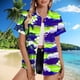 thumbnail image 3 of Pantalones Cortos para las Mujeres Sexy, Blusas de Estilo Hawaiano Impreso, Botón Arriba Cuello Turndown Superior, 3 of 5