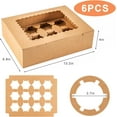 thumbnail image 2 of 6 Pack Cupcake Boxes - Hold 12 Count Cupcake Containers with Window - Ideal for Cupcakes, Desserts, Cookies (Brown), 2 of 7
