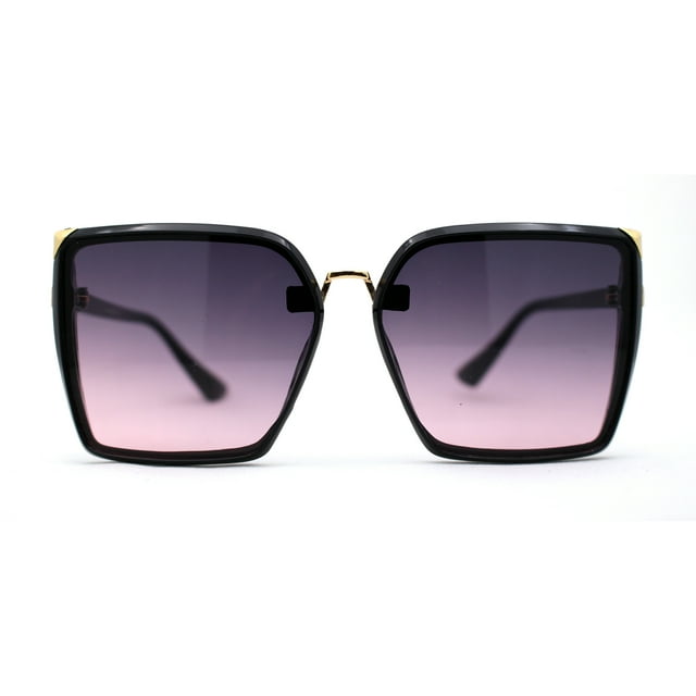 Womens Metal Bridge Oversize Rectangle Butterfly Diva Sunglasses Black Purple Pink