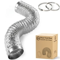 4 Inch Dryer Vent Hose 8FT, 6-Layer Flexible Aluminum Ducting with Rolled Edge Ends, Fire-Resistant Exhaust Hose for Dryer, Ventilation, HVAC, Short Runs