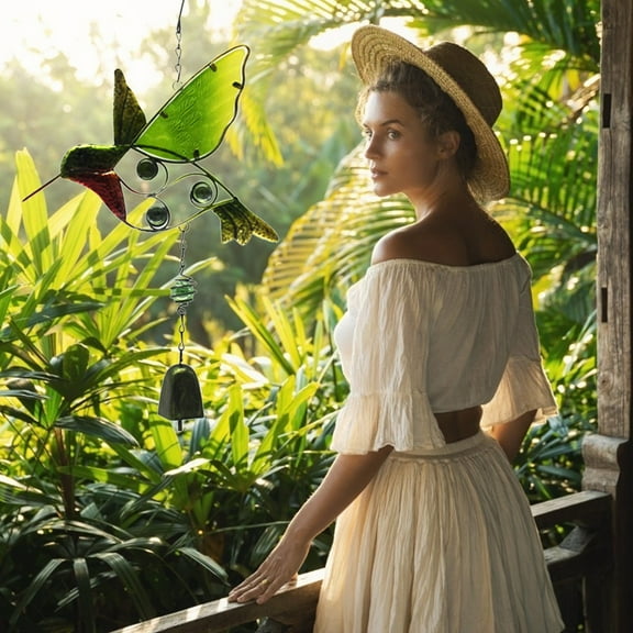 LHWEN Wind Decoration Hanging Outdoor Garden Yard Home Ornaments Metal Chimes Home Decor Patio Balcony Door Room Hanging Decoration Good Luck Charm Relaxation Gift Indoor Outdoor Ornament 40cm