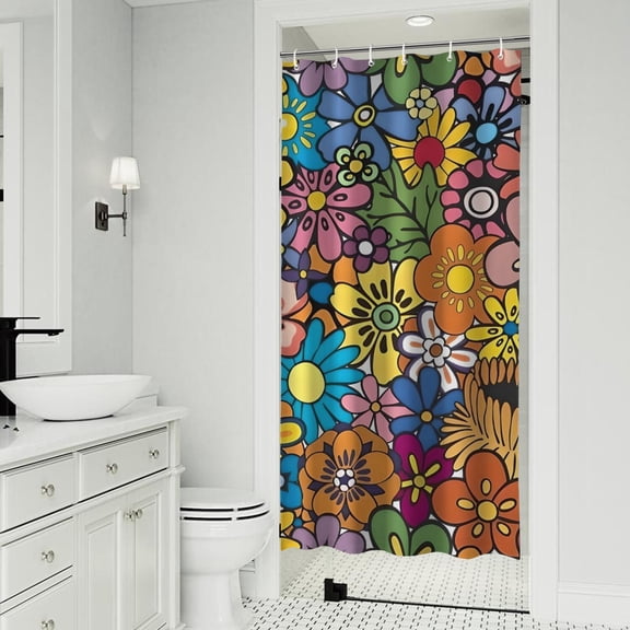 Pioneer Flower Floral Print Pattern Shower Curtain 36"x72" ,Bathroom Decorative Shower Curtains Set with 12 Hooks,Modern Waterproof Washable Shower Curtain