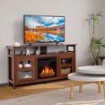 thumbnail image 3 of Gymax 58'' Fireplace TV Stand W/18'' 1500W Electric Fireplace up to 65'' Walnut, 3 of 10