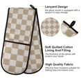 thumbnail image 4 of Dailycode Double Sided Oven Mitt with Loop Heat Resistant Kitchen Long Potholders 7" x 35" Brown White Checkered, 4 of 6