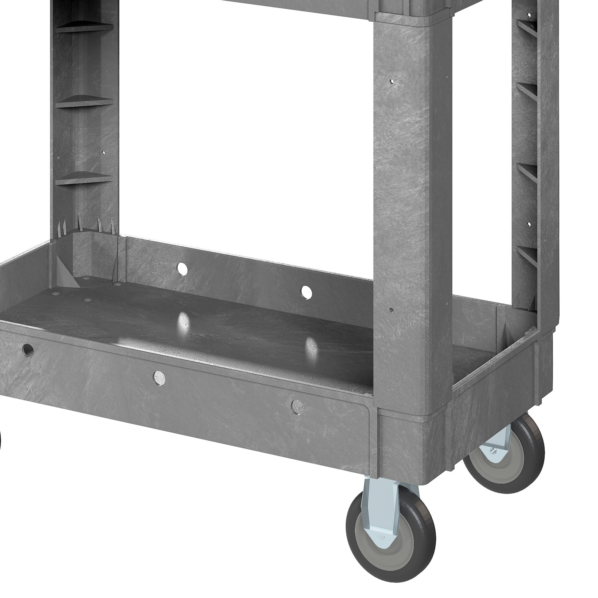Uforic Heavy-Duty Plastic Utility Cart - 550lbs Capacity, 2-Tier Rolling Storage Organizer with Deep Shelves for Warehouse and Garage, Gray