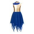 thumbnail image 3 of IEFIEL Kids Girls Bronzing Loose Fit Church Liturgical Dress Metallic Color Contrast Worship Praise Dance Dress Blue 12, 3 of 7