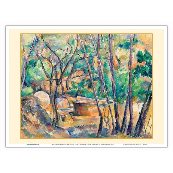 Millstone and Cistern under Trees (La Meule et Citerne en Sous-Bois) - From an Original Color Painting by Paul Cézanne c.1892 - Master Art Print (Unframed) 9in x 12in