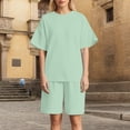 thumbnail image 2 of Short Set Two Piece Sets Short Sleeve Crew Neck T Shirt & Shorts Spring Sets Woman Clothes, 2 of 9