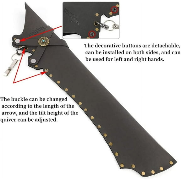 AME  Archery Hip Quiver Removable Hanged Leather for Left/Right Handed Target Shooting