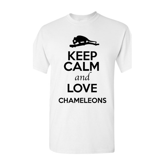 Keep Calm And Love Chameleons Lizard Animal Lover Adult T-Shirt Tee