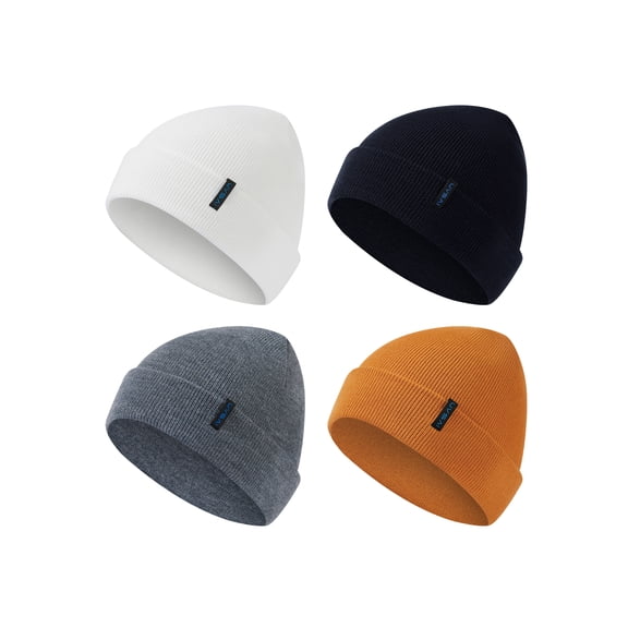 4 Pack Beanies Winter Soft Warm Hats for Men Women Cozy Knitted Cuffed Unisex Skull Beanie