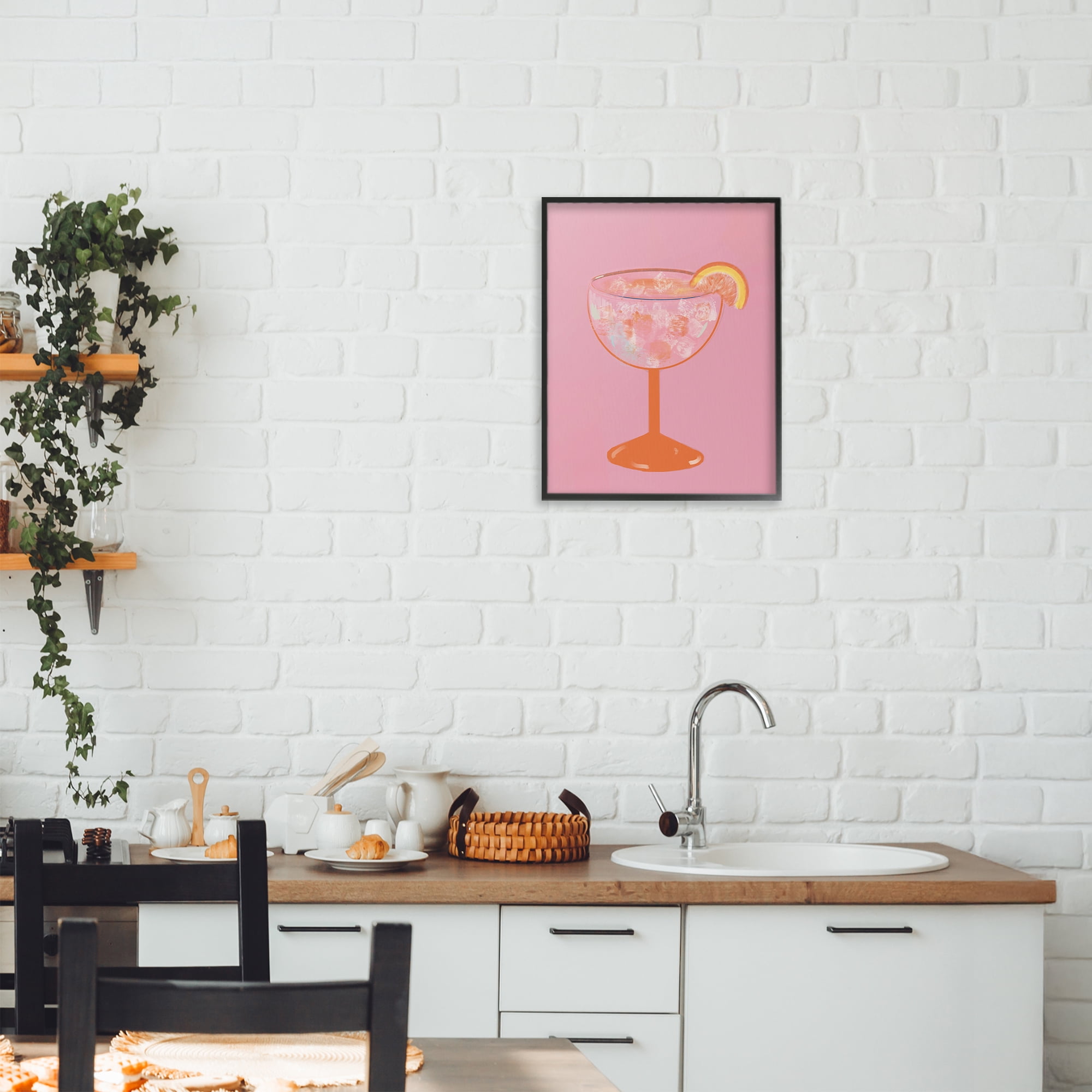 Stupell Industries Paloma Glass over Pink Black Framed Giclee Art, design by Robin Maria