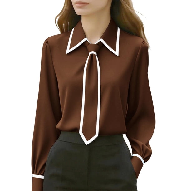 Eres Más Que una Camisa de Puntuación de Prueba Casual de Manga Larga Cuello Redondo Blusa de Poliéster Bufanda Camisa Top Mujer Sudadera de Moda
