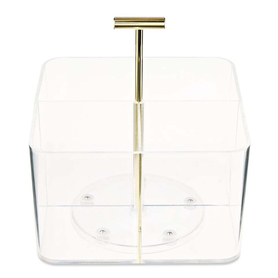 Rotating Desk Organizer, 6.57 In X 6.57 In X 7.28 In, 4 Compartments, Clear