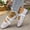 White, variant on Women's Spring Ballet Style Flat Pumps Open Toe Lace Up Design Soft Sole Lightweight Comfortable Elegant Casual Shoes For Daily All Day Wear Black 40