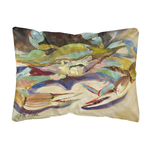 Carolines Treasures JMK1101PW1216 Blue Crab Tail Fin Canvas Fabric Decorative Pillow  12H x16W multicolor