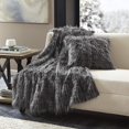 thumbnail image 2 of Home Essence Adelaide Faux Fur Square Pillow, 20x20", Black, 2 of 3