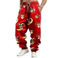 thumbnail image 4 of Ceisia Men's Red Carnival Mask Print Casual Pants Elastic Waist Drawstring Party Trousers Gifts, 4 of 4