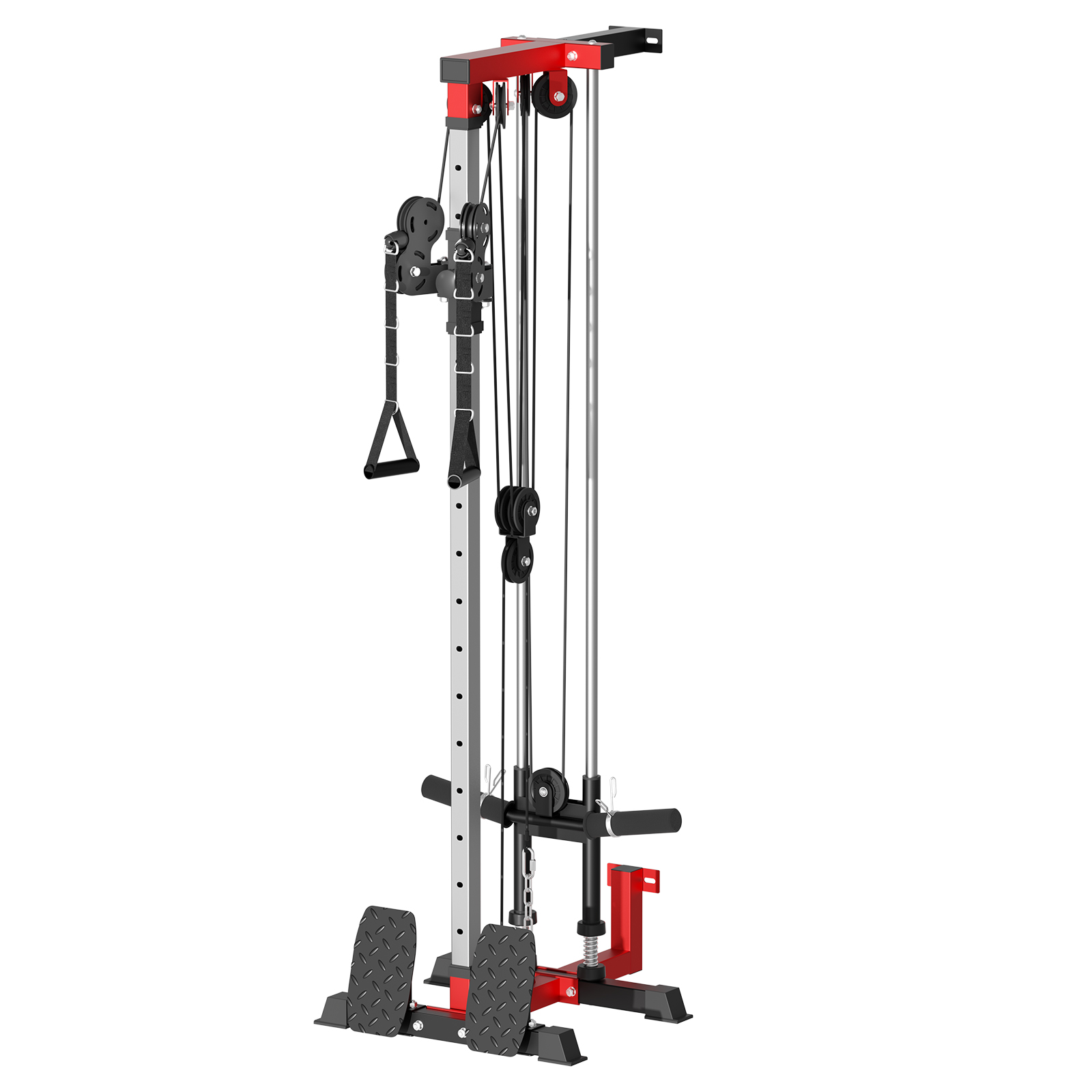 Wall Mount Cable Station, Space Saving LAT Pull-Down Machine18 Positions Dual Pulley System High/Low Cable Crossover Machine for Home Gym
