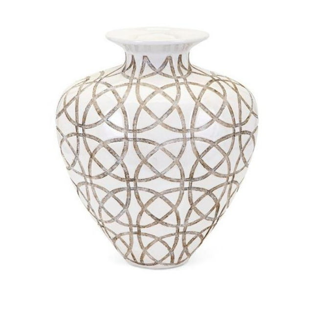 IMAX 95213 Kelsang Short Earthenware Vase, White