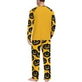 thumbnail image 6 of Men's Halloween Pajama Set Long Sleeve Raglan Soft Cotton Loungewear with Letter Top & Full Length Pants for Home Night Yellow 3XL, 6 of 6