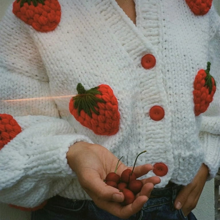 Women Puff Long Sleeve Sweater Cardigan Harajuku Crochet Women Puff Long Sleeve Sweater Cardigan Harajuku Crochet