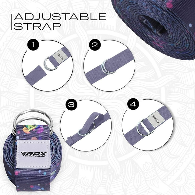RDX 8ft Yoga Strap with D-Ring Buckle, Durable Polyester Cotton Adjustable Belts for Stretching P, F3