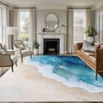 thumbnail image 2 of Ocean Beach Washable Area Rug 5x7 Blue Gradient Waves Summer Coastal Low-Profile Large Area Rugs with Non Slip Backing Indoor Floor Carpet for Entrance Living Room Bedroom Home Office, 2 of 9