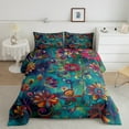 thumbnail image 2 of Erosebridal Retro Boho Floral Bedding Toddler Comforter Set,Rainbow Botanical Down Comforter,Gradient Blue Pink Bedding Sets Toddler with Comforter,Microfiber Room Decoration Reversible,2 Pieces, 2 of 7