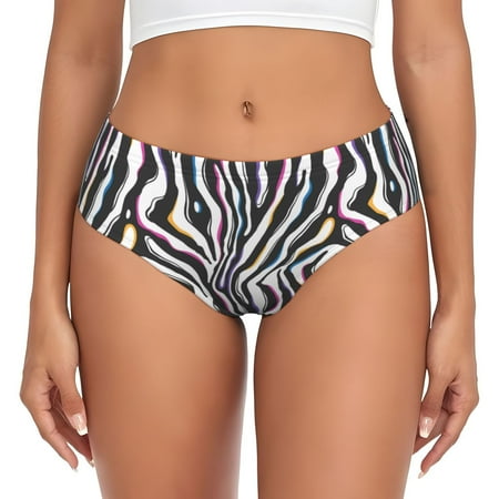 Womens Underwear - abstract black white zebra print No Show Seamless Underwear for Women  Soft Comfort Stretch Women s Panties  Hipster Ladies Panties Bikini Underwear Briefs