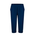 thumbnail image 5 of JJHGVB Cotton Linen Capris for Women Dress Shorts for Linen Shorts Beach Cropped Trousers Wide Leg Capri High Waisted Pleated Linen Bermuda Shorts for Women Pedal Pushers for Women Dark Blue 3XL, 5 of 9