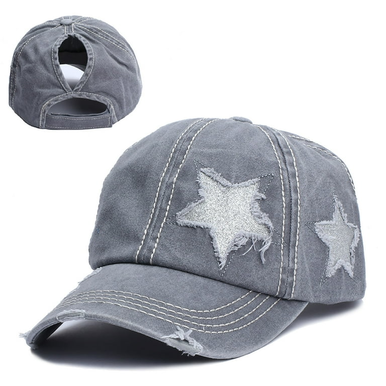 Quealent Mens Rain Hat Star Printing Sun All Baseball Hat Hiking Visors for  Women Denim Men Hat Grey One Size 