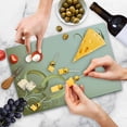 thumbnail image 4 of Wedding Cutting Board, 2 Wedding Rings Entangled Swirled Floral Framework Romantic Celebration, Decorative Tempered Glass Cutting and Serving Board, Large Size, Yellow Sepia Coconut, by Ambesonne, 4 of 5