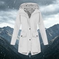 thumbnail image 2 of SHTXOZHI Long Jacket for Women Fall Drawstring Button Up Coat Casual Outdoor Striped Hooded Zipper Top with Pockets, 2 of 6
