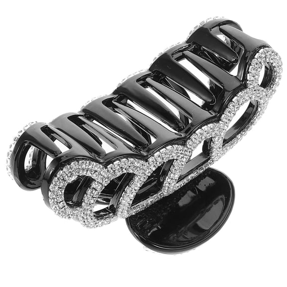 PTOOTP Shiny Decent Black Rhinestone Hair Clip for Immovable Hairstyle