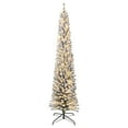 thumbnail image 3 of CazToi 6ft Pre-Lit Snow Flocked Pencil Christmas Tree Slim Artificial Holiday Decor for Home Office, 3 of 13