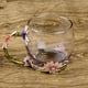 thumbnail image 5 of Taza de té de vidrio con cuchara Esmalte hecho a mano Flor de rosa y mariposa de diamante de colores Taza de café de vidrio transparente Cumpleaños Abuela Chica Graduada brillar Hogar, 5 of 6