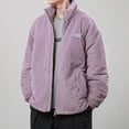 thumbnail image 2 of Christmas Clearance! AIEOTT Mens Quilted Bubble Puffer Corduroy Jacket Stand Collar Zip Up Long Sleeve Winter Bomber Coat Fall Ribbed Tops Outerwear, 2 of 3