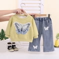 thumbnail image 2 of Kogui Infant Baby Girl Fall Clothes Girls Baby Crew Neck Long Sleeve Sweatshirt and Legging Pants Set 3 6 9 12 18 Months 2T 3T 4T 5T (Light Yellow,9-12 Months), 2 of 5