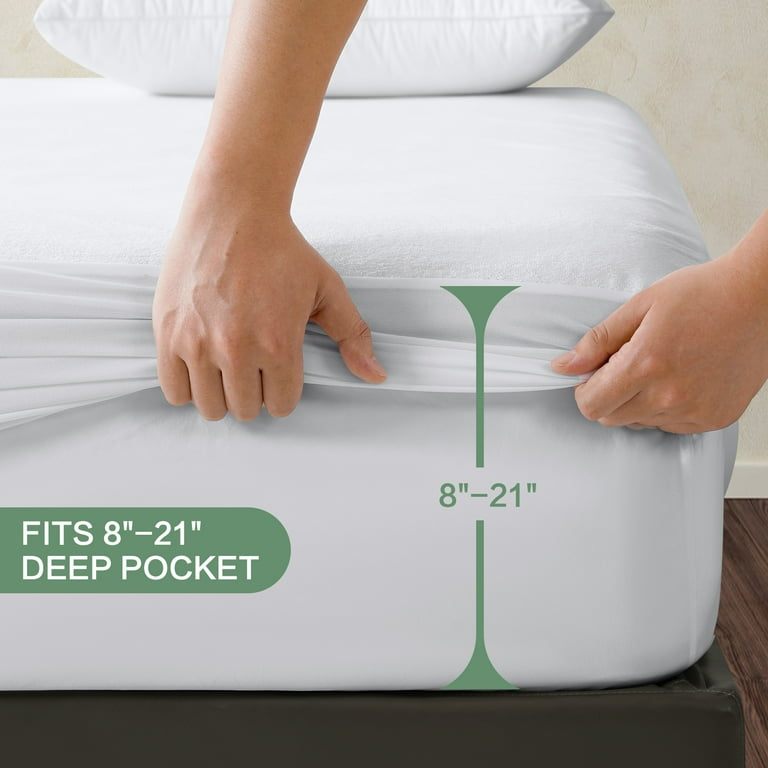 Queen Size Waterproof Mattress Protector - Fitted Sheet Mattress Cover with  Deep Pockets - Hypoallergenic, Breathable, Water Proof, Noiseless, Vinyl