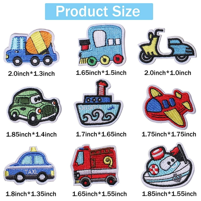 14pcs Cloth Engineering Vehicle Iron on Patches for Hats Jackets