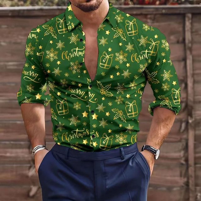 Camisa con botones de manga larga informal para exteriores, a cuadros, alce, muñeco de nieve, , nuevo diseño de diseñador para hombre, talla grande