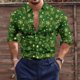 thumbnail image 1 of Camisa con botones de manga larga informal para exteriores, a cuadros, alce, muñeco de nieve, , nuevo diseño de diseñador para hombre, talla grande, 1 of 6