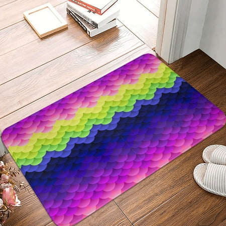 

Front Door Mat Indoor Outdoor Outside Entrance - 16*24in Washable Dark Bright Blue Pink Blobs -Thin Bathroom Rugs Fit Under Door Kitchen Rugs Mats for Floor Bath Rugs for Bathroom
